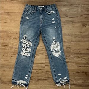 Flying Monkey Distressed Blue Ankle Jeans